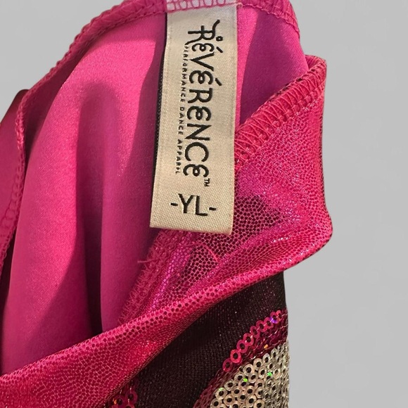 Dance Costume Pink and Black sequins Youth Large - Picture 5 of 6